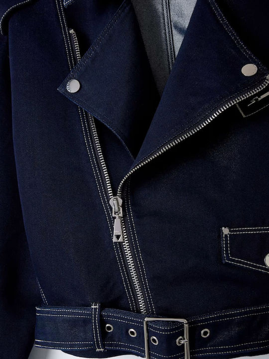 Langes Damen Jean Jacke Blau