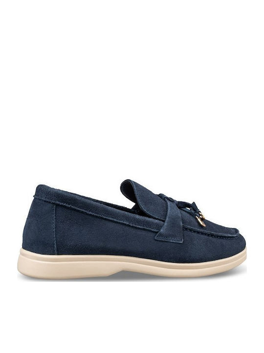 Δερμάτινα Γυναικεία Loafers σε Μπλε Χρώμα