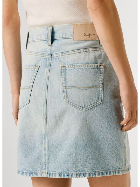 Denim High Waist Mini Skirt Blue