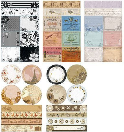 384961 Αυτοκολλητα Washi 10 Φυλλα 10χ15εκ Vintage