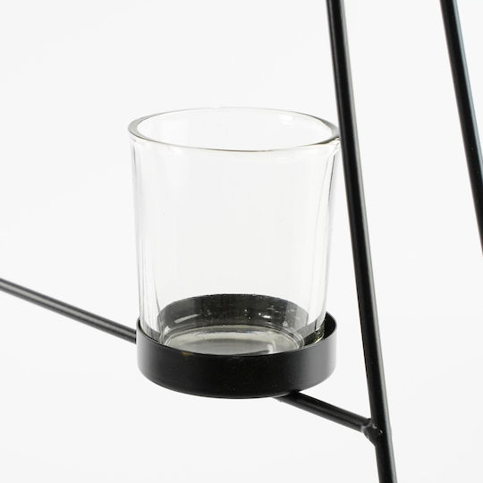 House of Seasons Christmas Metallic Black Candlestick 68x31cm