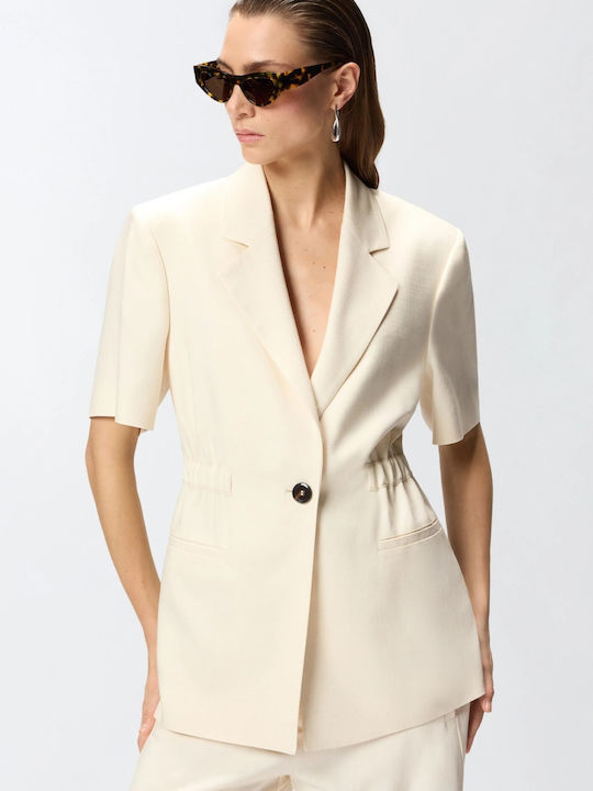 Pinko Kurzes Blazer für Damen Ecru
