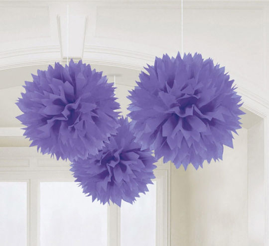 Purple Decorative Pom Poms 3 Pcs