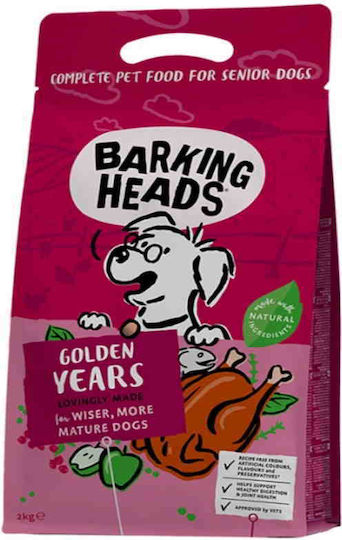 Barking Heads Golden Years 12kg Trockenfutter ohne Getreide für ältere Hunde mit Huhn und Brauner Reis