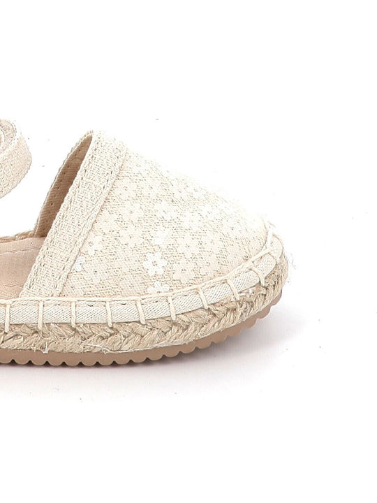 Kids Espadrilles with Hoop & Loop Closure Beige