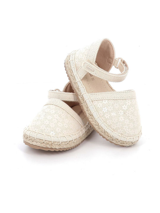 Kids Espadrilles with Hoop & Loop Closure Beige
