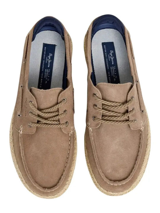 Leather Men's Espadrilles In Beige Colour