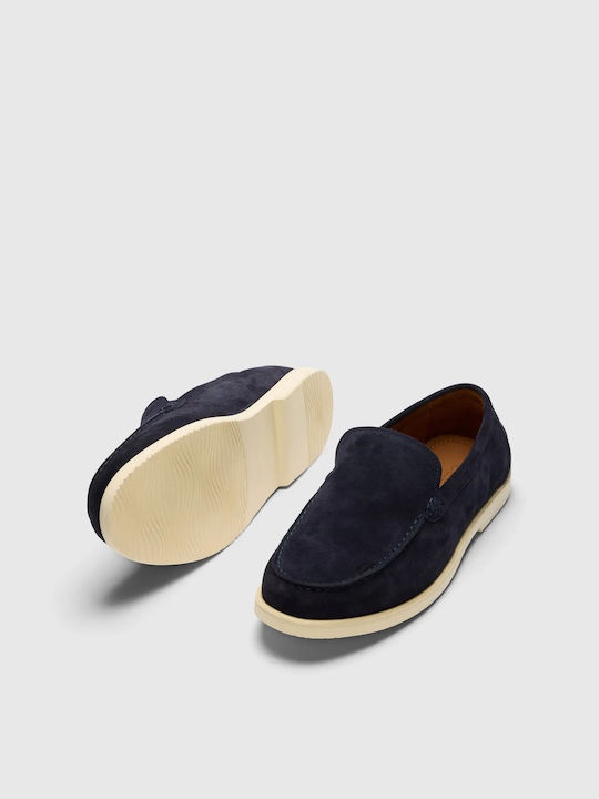 Suede Men's Loafers in Blue Colour