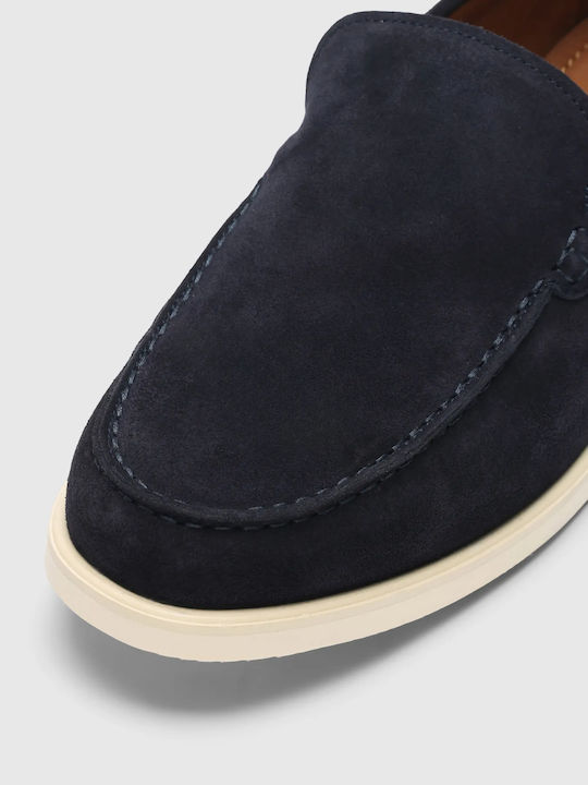 Suede Men's Loafers in Blue Colour