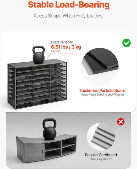 Vevor Mail Organizer 27 Slots Metallic Office Sorter Removable Wire Mesh Wooden Surface Black
