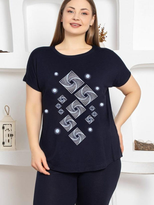 Esthisis Καλοκαιρινό Γυναικείο Σετ Πιτζάμας Blue Black