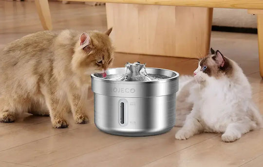 Rojeco Ανοξείδωτη Ποτίστρα / Συντριβάνι για Σκύλο & Γάτα 2x 2lt 16.5cm σε Γκρι Χρώμα