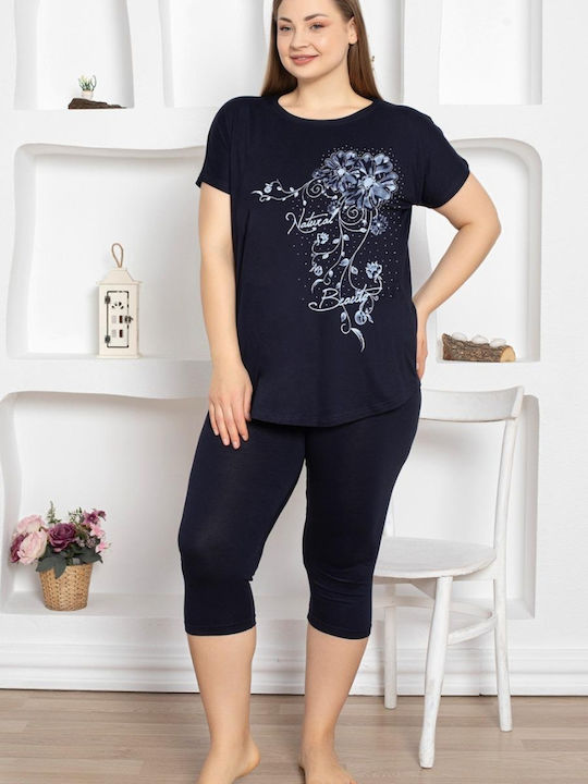 Esthisis Καλοκαιρινό Γυναικείο Σετ Πιτζάμας Blue Black