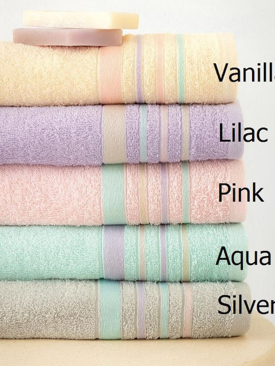Palamaiki Σετ Πετσέτες Μπάνιου 3τμχ Monica Lilac Βάρους 450gr/m²