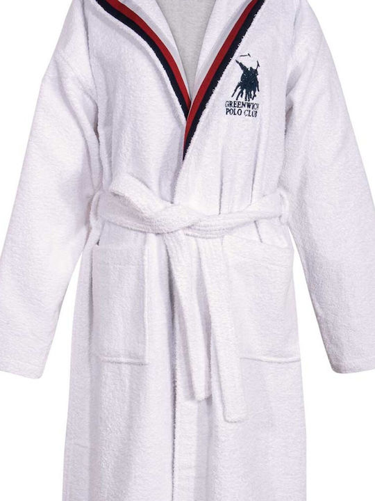 Greenwich Polo Club Essential 3062 Halat de baie cu Glugă Alb 420gr/m²