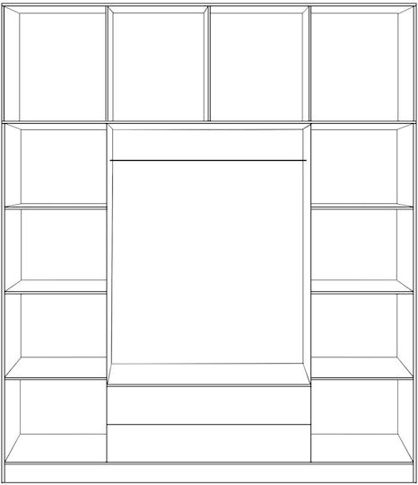 Τετράφυλλη Ντουλάπα με Πατάρι 200x55.5x240cm