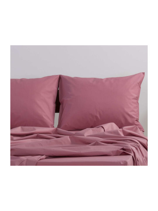 Nef-Nef Homeware Sheet for Single Bed with Elastic 100x200+30cm. Basic Terracotta