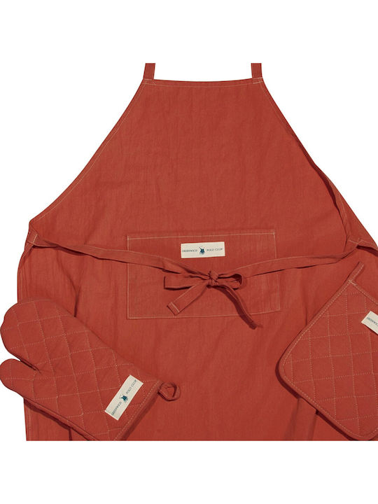 Greenwich Polo Club Essential Apron with Oven Mitt and Potholder Orange 80x65cm 3pcs