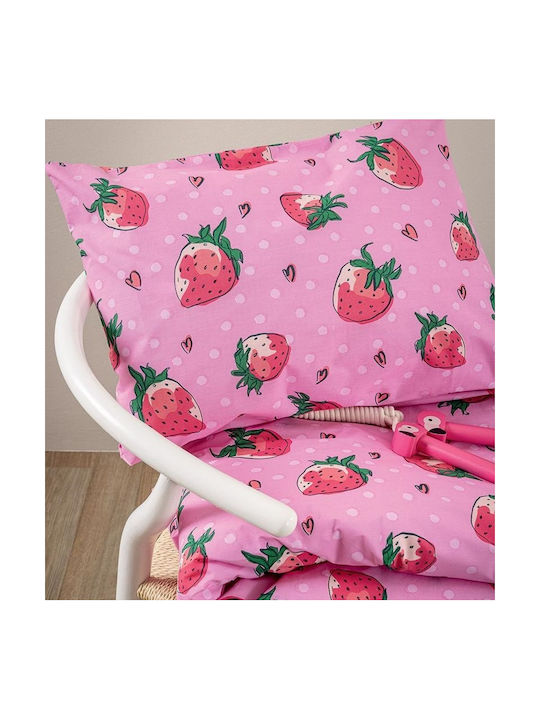 Palamaiki Single Cotton Sheet Set with Elastic Band Mk776 Pink 110x200cm 3 Pieces