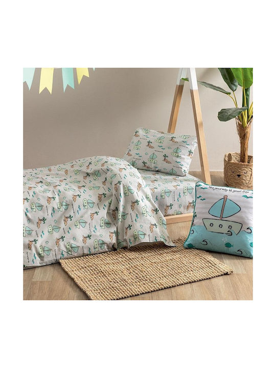 Palamaiki Kids Sheets Set Single Cotton Mk779 Green 170x260cm 3 Pieces