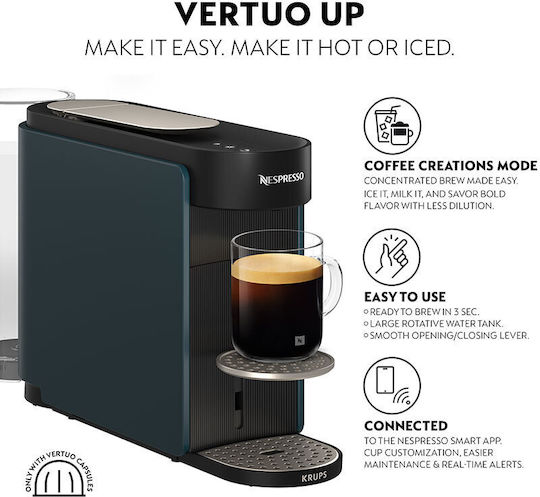 Krups Vertuo UP Kaffeekapselmaschine für Kapseln Vertuo Ozeanblau