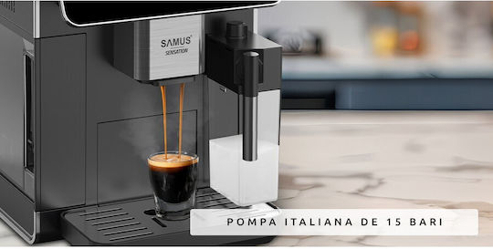 Samus Espressor Automat 1350W Presiune 15 Bar pentru Cappuccino cu Râșniță Negru