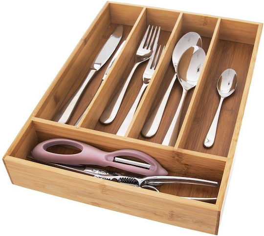 Excellent Houseware Tăvi Pentru Tacâmuri De Sertar Din Lemn Cutie Pentru Tacâmuri Din Bambus Din Lemn 35x26x5cm Maro