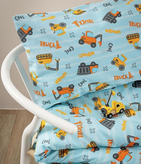 Palamaiki Set Baby Bettlaken Für Krippe Baumwolle Angepasst My Kingdom Hellblau 70x140cm