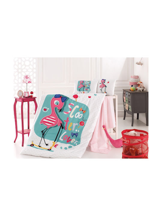 Homeline Flamingo Baby Sheets Set Crib Percale Multicolored 110x150cm 3pcs
