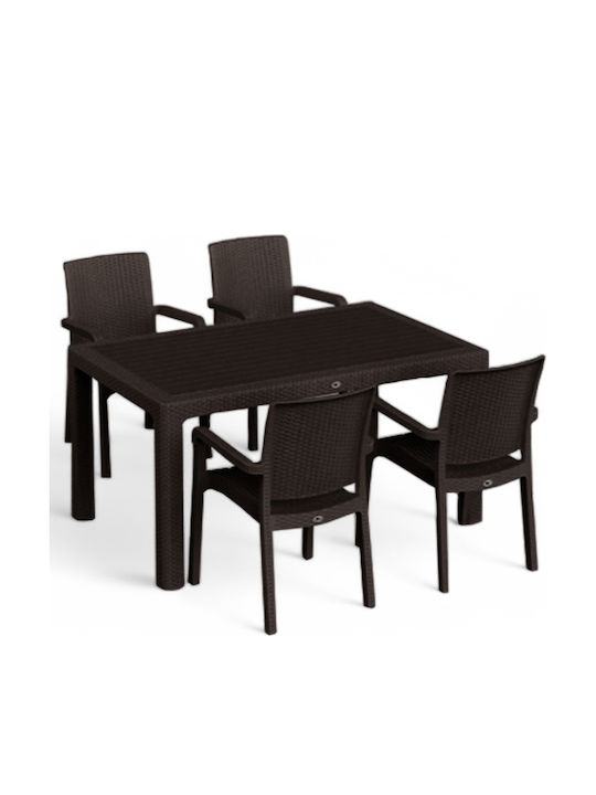 Set Sala De Mese Pentru Exterior 5 Piese Maro