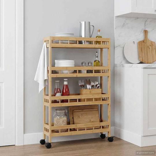 vidaXL Wooden Kitchen Trolley 3 Tiers Brown 60x18x97cm