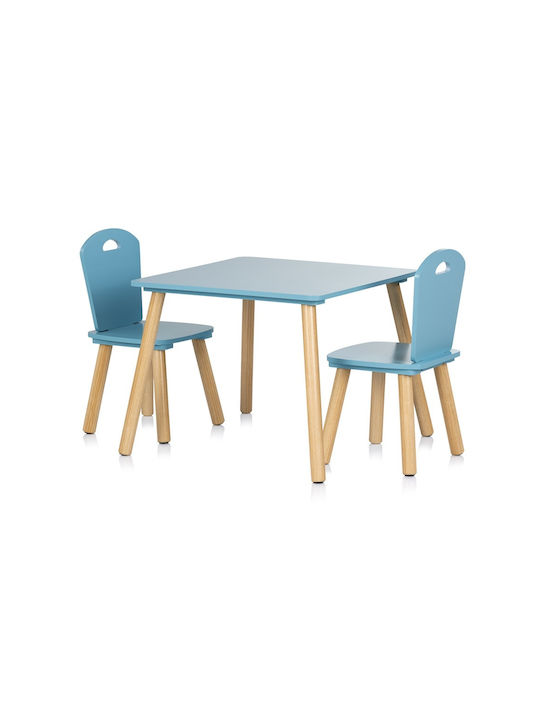 Kids Table Set with Chairs for Painting Made of Light Blue Wood Chipolino