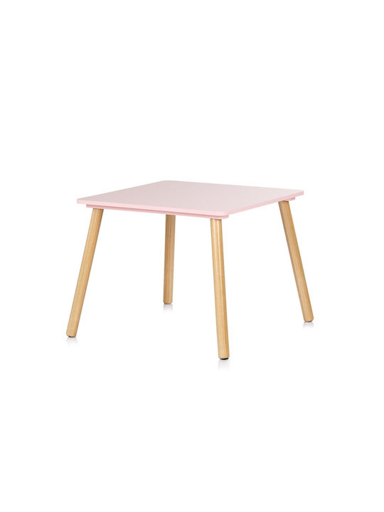 Kids Table Set with Pink Wooden Chairs Chipolino