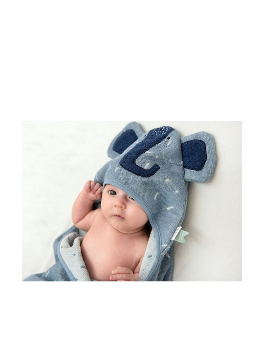Trixie Baby Bath Towel Hooded Mrs Elephant Gray 75x75cm