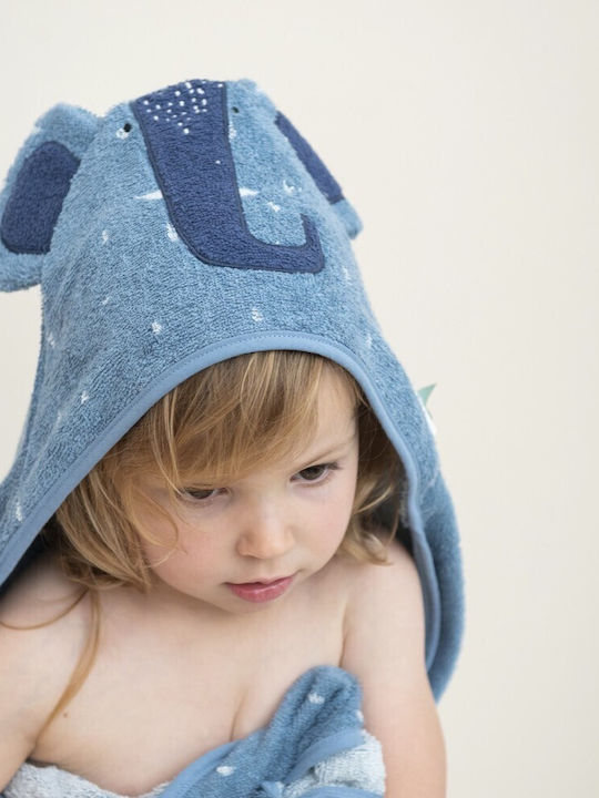 Trixie Baby Bath Towel Hooded Mrs Elephant Gray 75x75cm