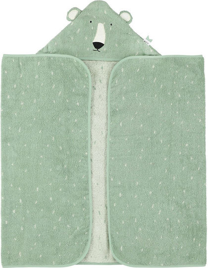 Trixie Baby Bath Towel Hooded Mr. Polar Bear Green 70x130cm