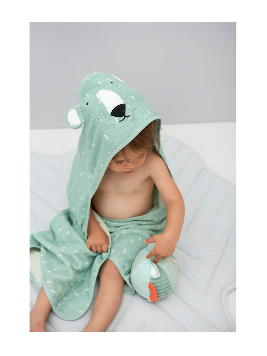 Trixie Baby Bath Towel Hooded Mr. Polar Bear Green 70x130cm