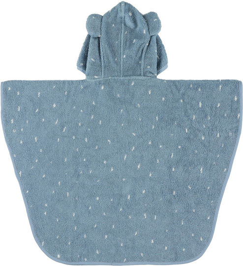 Trixie Baby Bathrobe Poncho with Hood Mrs Elephant Blue 75x75cm