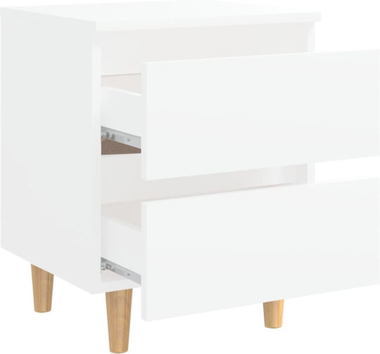 Noptiere Dormitor Din Lemn Alb 2 Buc 40x35x50cm