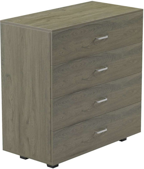 Wooden Bedroom Chest of Drawers with 4 Drawers Dark Olive 80x40x83cm