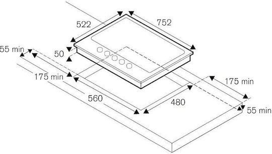 Bertazzoni Εστία Φυσικού Αερίου Αυτόνομη 75.2x52.2εκ. Ασημί