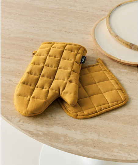 Kentia Fabric Yellow Oven Mitt 2 Pieces