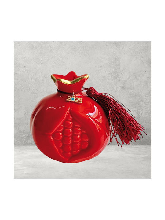Tabletop Lucky Charm Pomegranate Red Ceramic 9cm 6 Pieces XH-2535