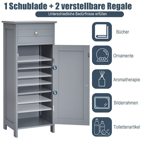 Costway Bathroom Cabinet L35xW30xH87cm Gray