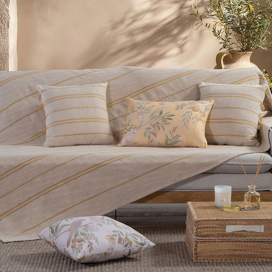 Nef-Nef Homeware Bleeze Four-Seater Sofa Throw 180x350cm Natural/Yellow