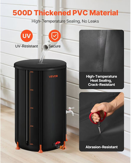Vevor Plastică Depozit Apă / Petrol Cilindric Vertical 250lt Neagră