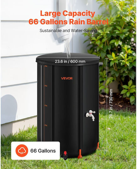 Vevor Plastică Depozit Apă / Petrol Cilindric Vertical 250lt Neagră