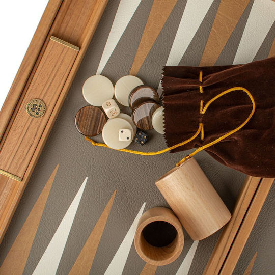 Manopoulos Leatherette Backgammon Wooden Case with Pawns 60x60cm BDE1OST