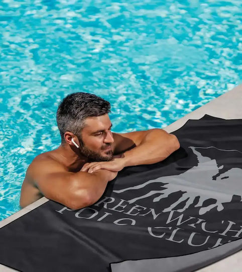 Greenwich Polo Club Πετσέτα Microfiber Σώματος 280gr/m² Διπλής Όψεως Μαύρη 170x80εκ.
