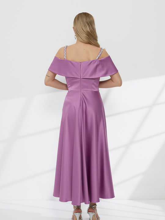 Summer Maxi Dress for Wedding / Christening Off-Shoulder Lilac